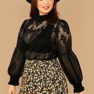 SHEIN sheer black blouse 2x